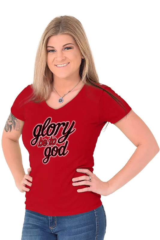 Glory Be to God Junior Fit V-Neck T-Shirt