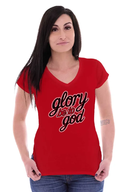 Glory Be to God Junior Fit V-Neck T-Shirt