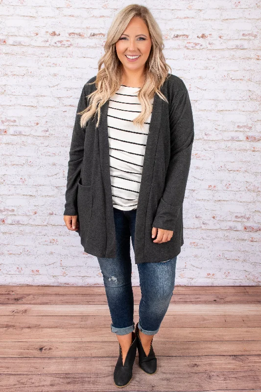 Here For A Lifetime Cardigan, Charcoal