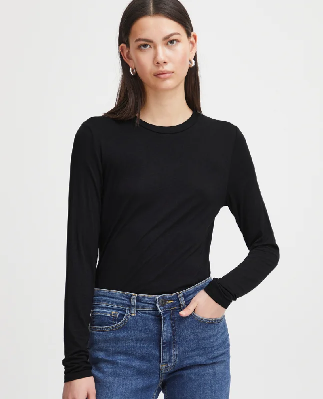 Ichi Philuca Black Long Sleeve Top