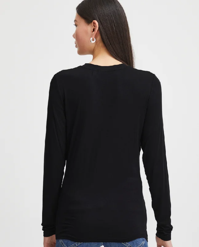 Ichi Philuca Black Long Sleeve Top