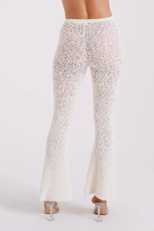 Irma Flared Boucle Pants - Cream