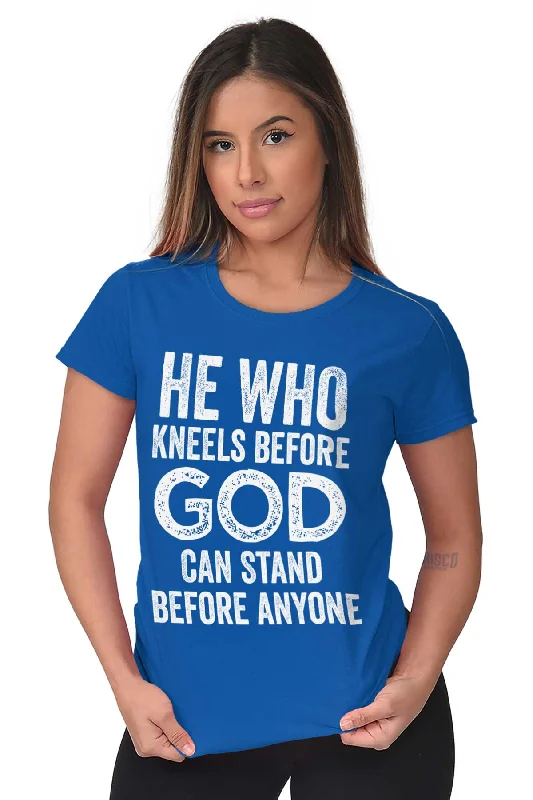 Kneels Before God Ladies T Shirt