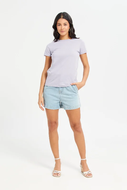 Women Lilac Basic T-Shirt