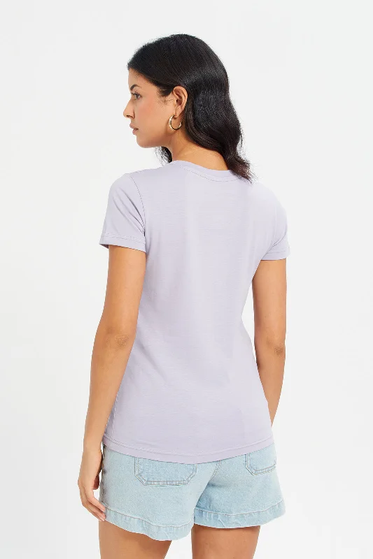 Women Lilac Basic T-Shirt