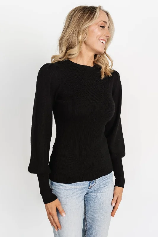 Lilou Rib Knit Sweater | Black