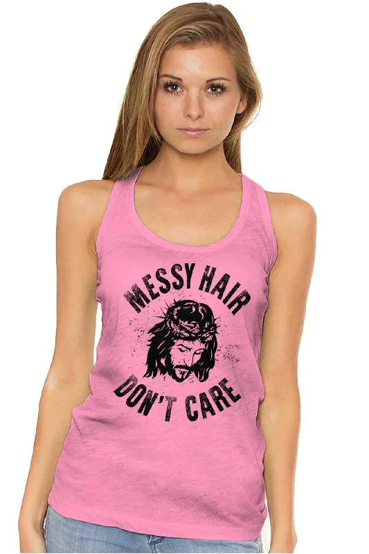 Messy Hair Jesus Racerback Tank