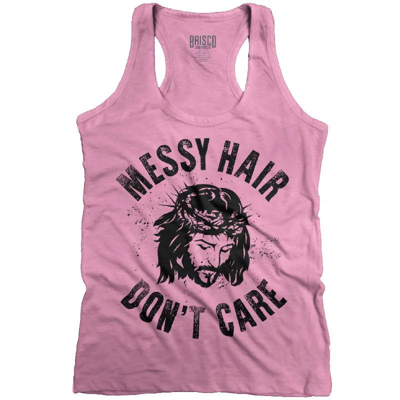 Messy Hair Jesus Racerback Tank