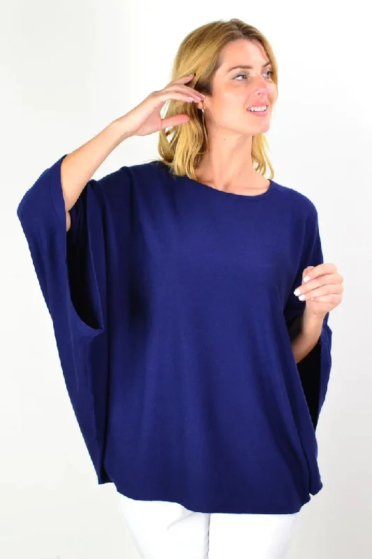 Navy Blue Rounded Tunic Poncho