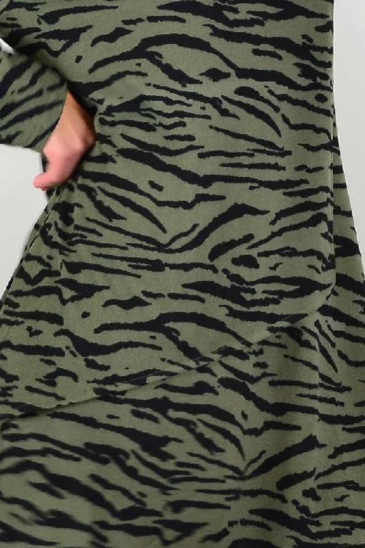 Olive Green Animal Print Tunic Top