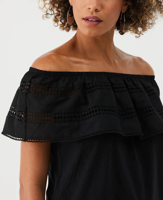 Petite Embroidered Off The Shoulder Top