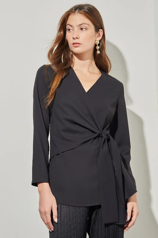 Side-Tie Wrap Blouse - Crepe de Chine