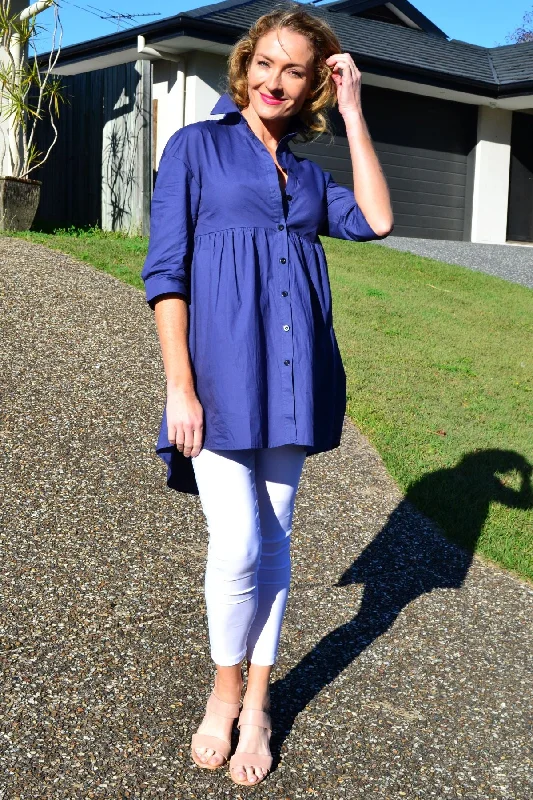 Steel Blue Trendsetting Tunic Shirt