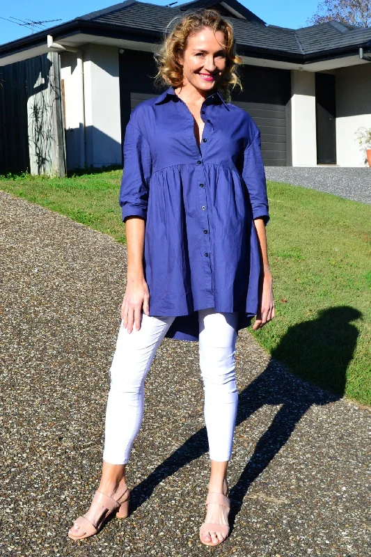 Steel Blue Trendsetting Tunic Shirt