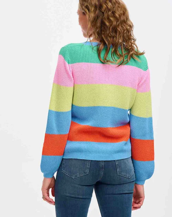 Sugarhill Rashina V-Neck Jumper Bold Stripes Multi