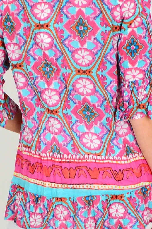 Summer Fun Ruffle Sleeve Tunic Top