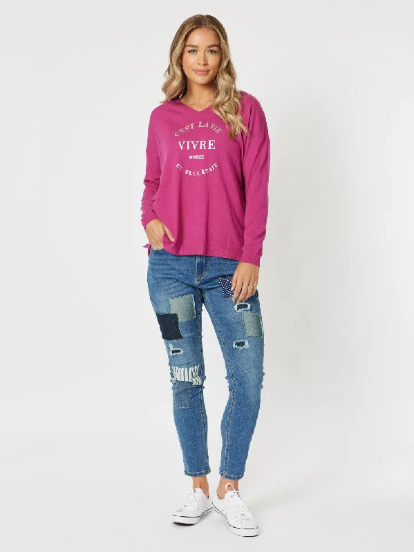 Threadz Ciest La Vie Sweat Fuchsia