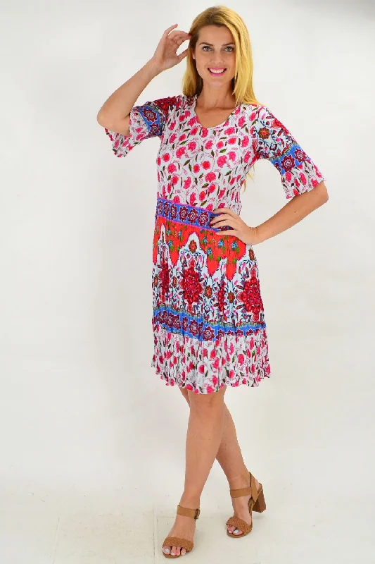 Turkish Flower Crinkle Tunic Dress