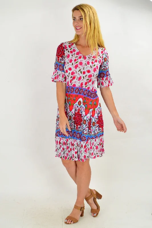 Turkish Flower Crinkle Tunic Dress