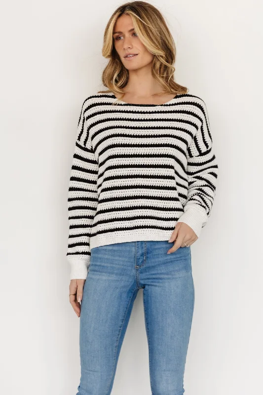 Valeria Knit Sweater | Black + Ivory