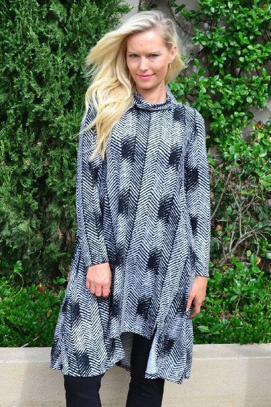 Zig Zag Black and Grey Fleece Tunic Dress