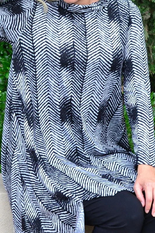 Zig Zag Black and Grey Fleece Tunic Dress