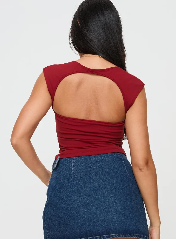 Adella Cap Sleeve Top Red