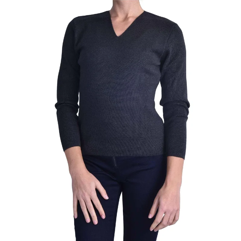 Balmoral Women Wool Blend Perfect Fit Long Sleeve V-Neck Knit Jumpers