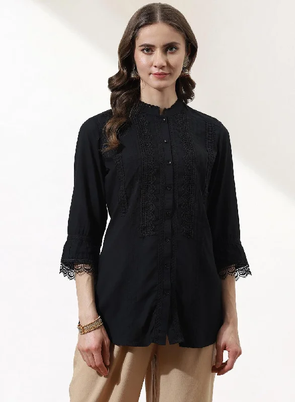 Black Phool Collection Pintuck Shirt