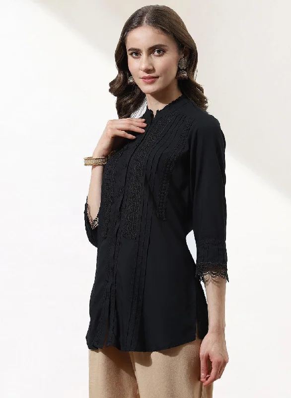 Black Phool Collection Pintuck Shirt