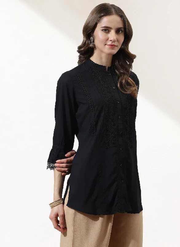 Black Phool Collection Pintuck Shirt