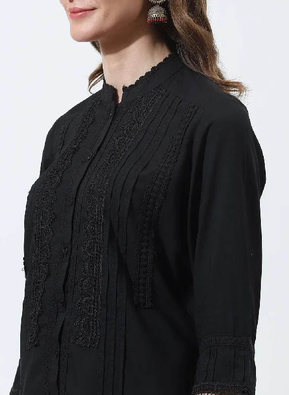 Black Phool Collection Pintuck Shirt