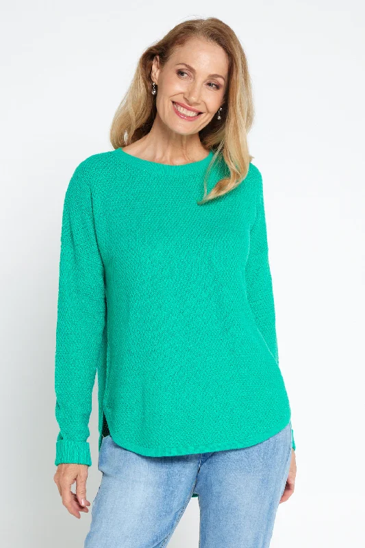 Brenda Waffle Knit - Jade Green