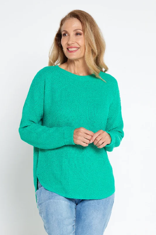 Brenda Waffle Knit - Jade Green