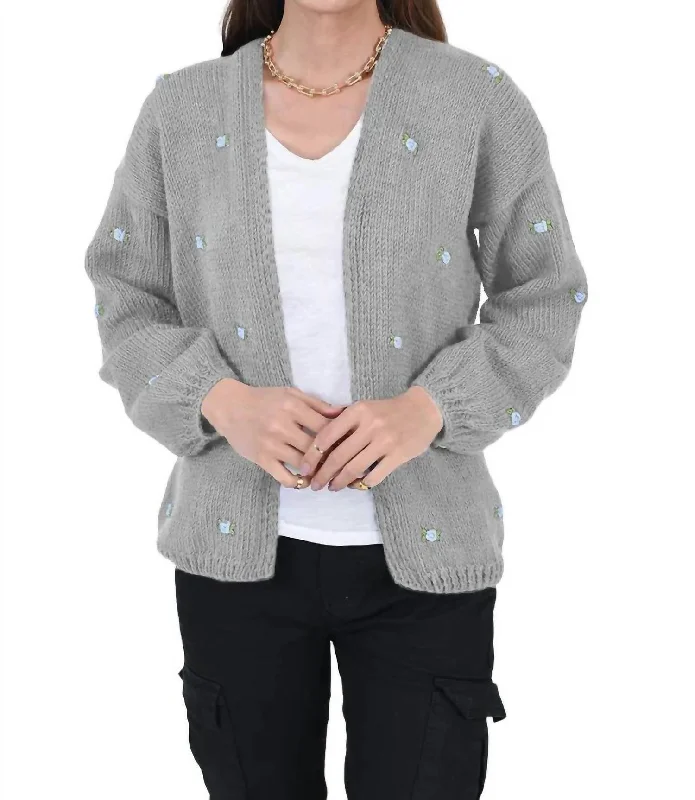 Brianna Handknit Cardigan In Grey