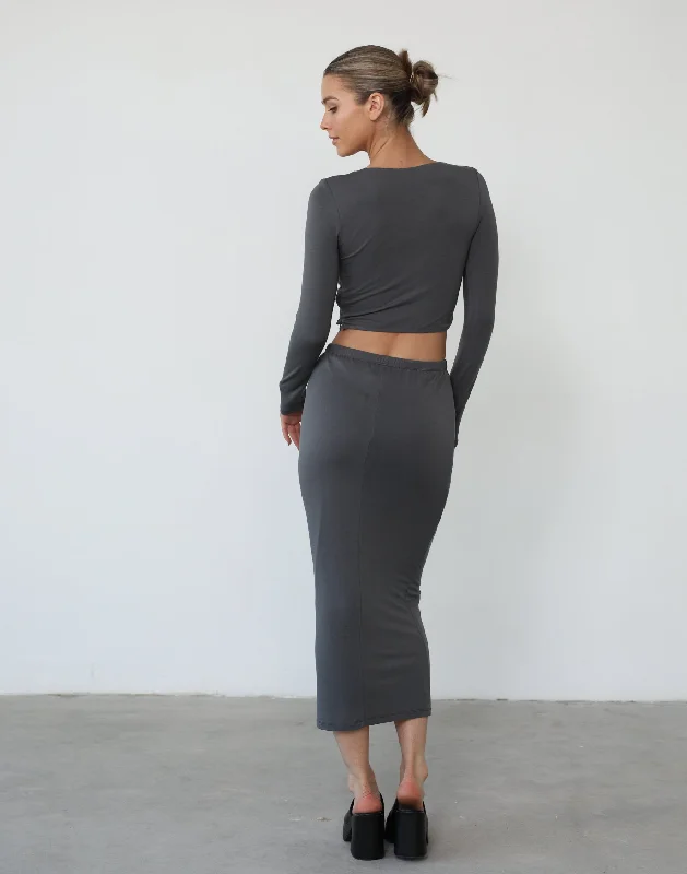 Clerisse Long Sleeve Top (Charcoal)