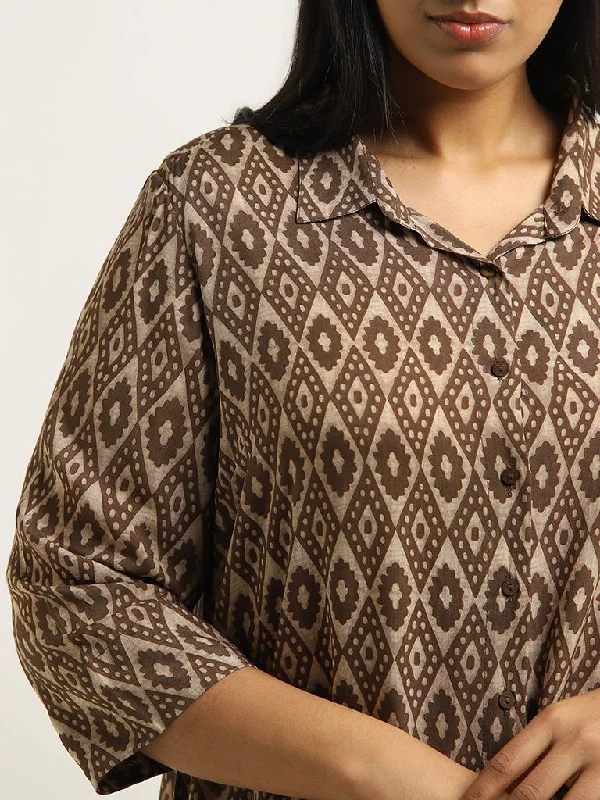 Diza Brown Printed Tunic