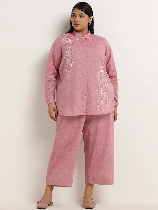 Diza Pink Embroidered Shirt