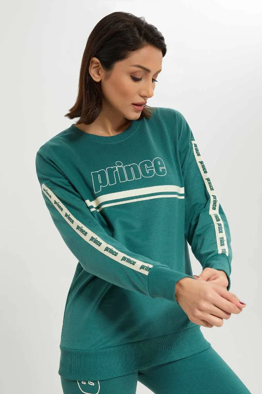 Women Green Prince Print Sweatshirt