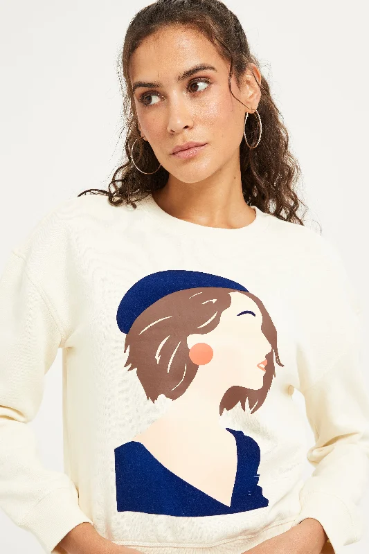 Women Ivory Printed Sweatshirt