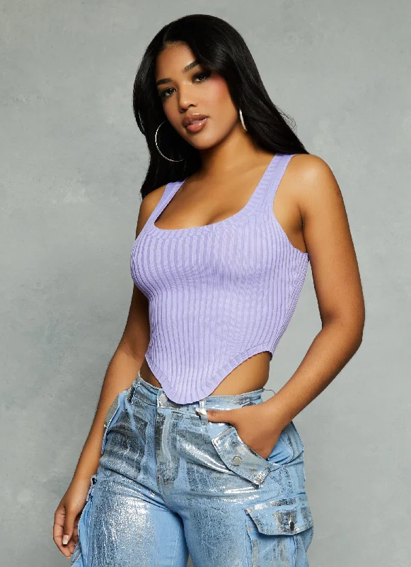 Ribbed Hanky Hem Cropped Tank Top