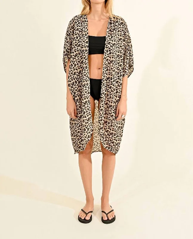 Leopard Kimono In Black Lina