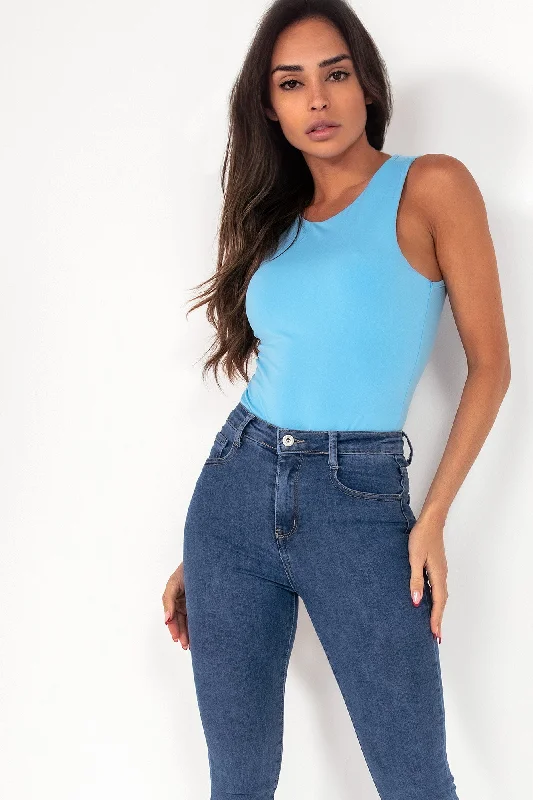 Mabel Blue Sleeveless Bodysuit