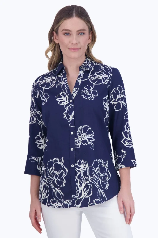 Mary No Iron Drawn Floral Tunic