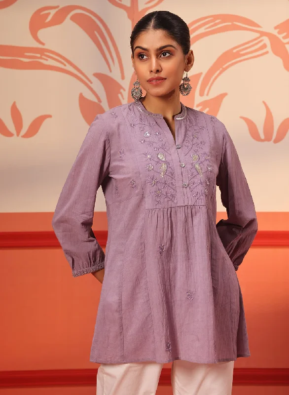 Naisha Lilac Embroidered Top for Women