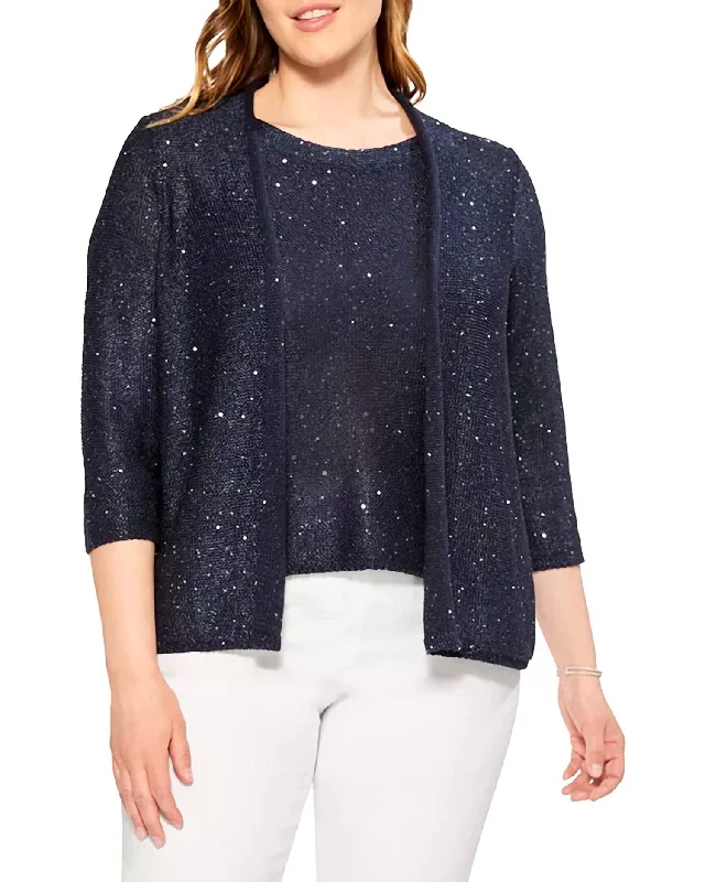 Navy Sequin Cardigan