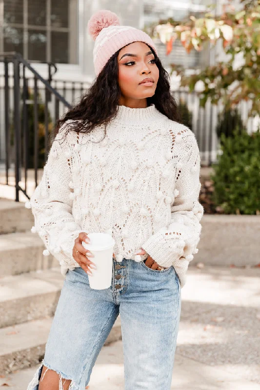 Chunky Cream Pom Sweater