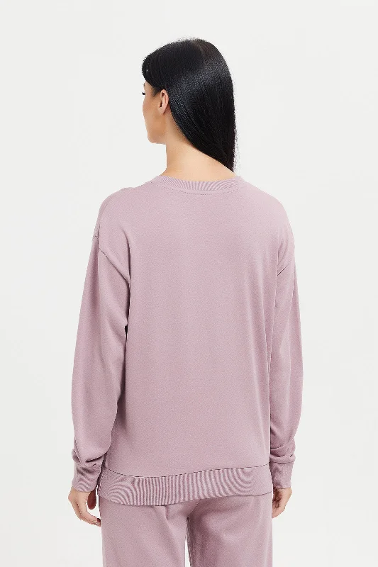 Women Pink Crewneck Sweatshirt