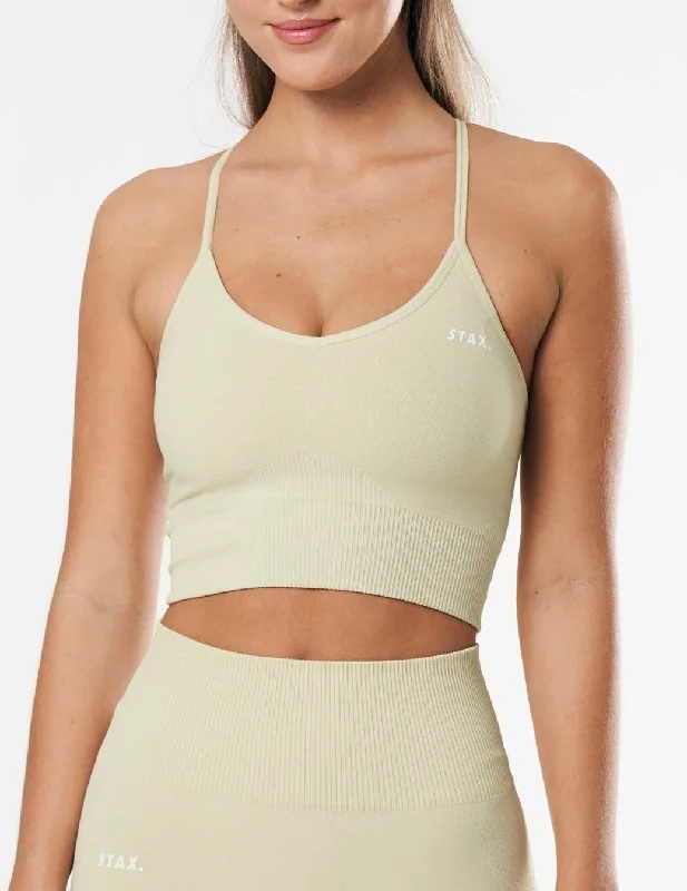 Premium Seamless Strappy Crop - Vanilla Essence