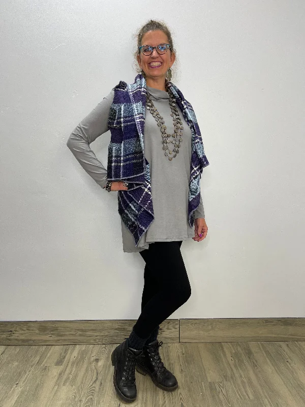 Purple Plaid Heather Reversible Vest